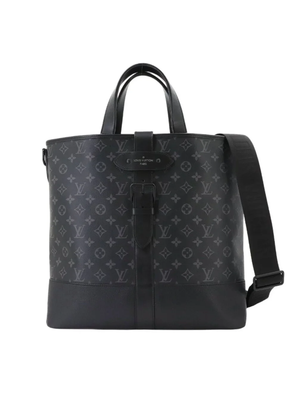 Louis Vuitton Monogram Eclipse Saumur 2-Way Tote Shoulder Bag Black